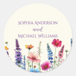 Wildblomssymfoni- Wedding Stickers Runt Klistermärke