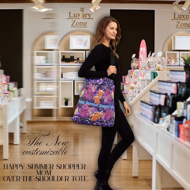 Wildblomsten Stone "Lycklig Summer Shopper Mamma" Axelväska (Customize your summer tote.
Exotic wildflowers on beautiful pebbles. Keep our quote or personalize.)