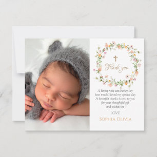 Wildblomster Baptism Rosa Girl Tackyou Card Tack Kort