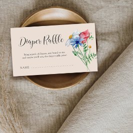 Wildblomster Charm Baby Shower Diaper Raffle Bilje Tilläggskort