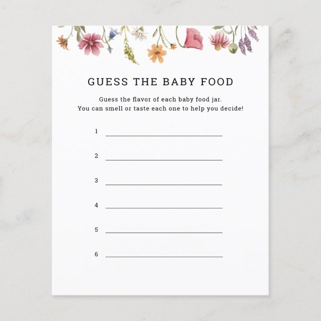 Wildblomster gissar att matkortet i Baby (Framsida)