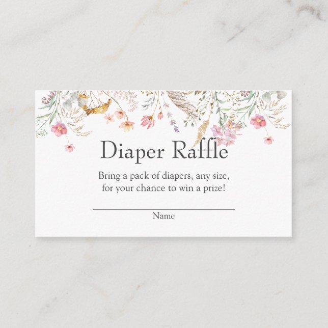 Wildblomsterbabyskor Diaper Raffle Insert Tilläggskort (Framsida)