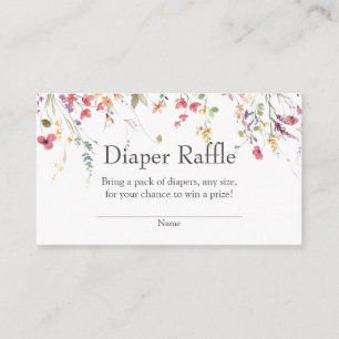 Wildblomsterbabyskor Diaper Raffle Insert Tilläggskort