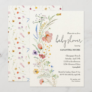Wildblomsterbabyskor Inbjudningar