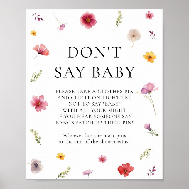 Wildblomsterbabyskor Säg inte Baby-spel Poster (Framsidan)