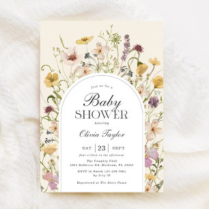 Wildblomsterbabystövel Inbjudningar