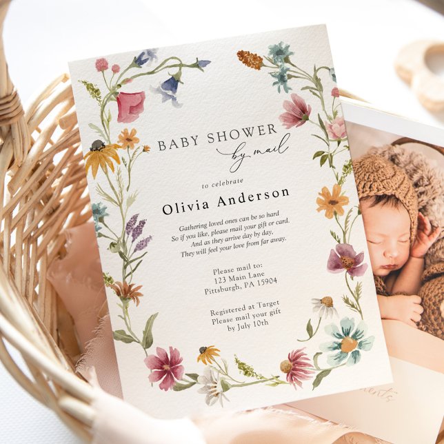 Wildblomsterbabyvisningsprogram efter e-postinbjud inbjudningar (Skapare uppladdad)