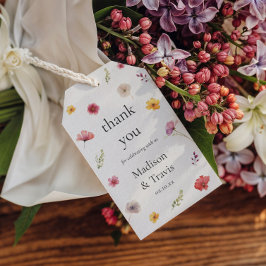 Wildblomsterbäddförmånlig Tack Presentetikett