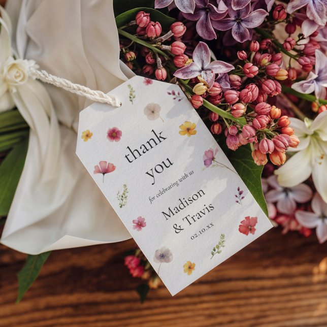 Wildblomsterbäddförmånlig Tack Presentetikett (Skapare uppladdad)