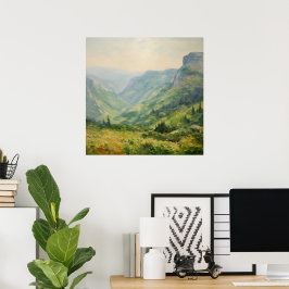Wildblomsterbergen Landskap-Impressionism Art Poster