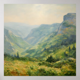 Wildblomsterbergen Landskap-Impressionism Art Poster