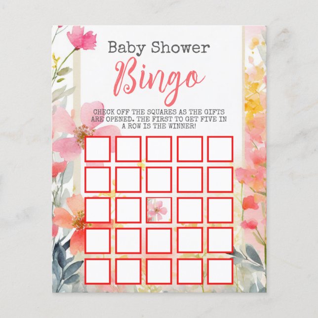 Wildblomsterblomma Blommor Blommigt Baby Shower Bi (Framsida)