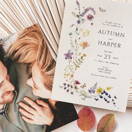 WildblomsterBlommigtar Photo Bröllop Elegant Boho Inbjudningar