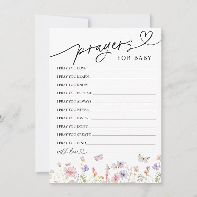 Wildblomsterböner och Önskemål för Baby-kort Inbjudningar (Framsida)