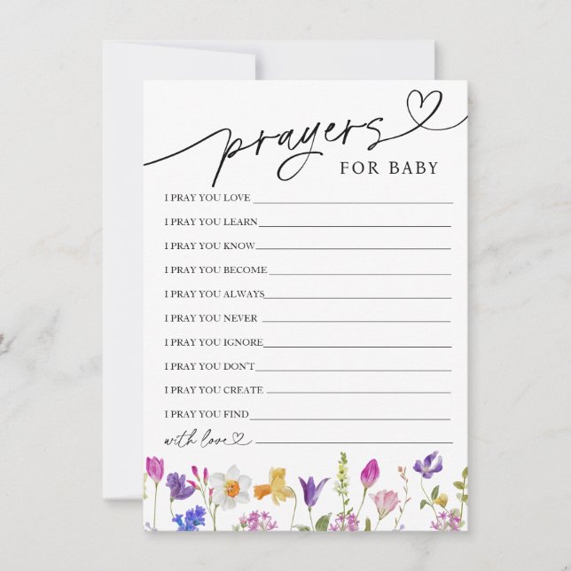 Wildblomsterböner och Önskemål för Baby-kort Inbjudningar (Framsida)