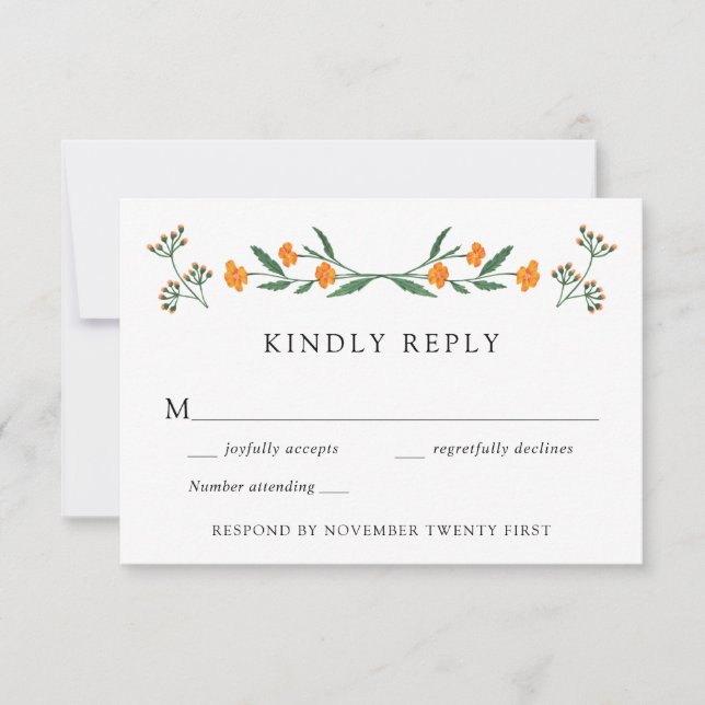 Wildblomsterbotanic Garden Wedding OSA Response Inbjudningar (Framsida)