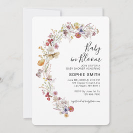 Wildblomsterbotaniska trädgården Baby i Bloom Inbjudningar