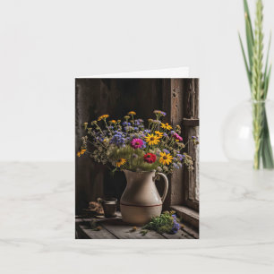 WildblomsterBouquet i det gamla anteckningskortet Kort