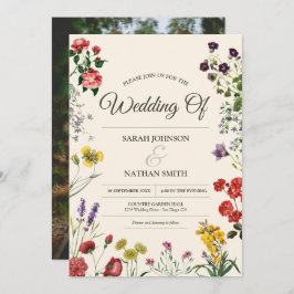 Wildblomsterbröllopsinbjudan med Anpassningsbar Ph Inbjudningar