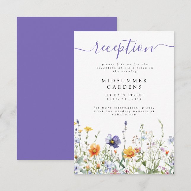 Wildblomsterbröllopsmottagning i Fält Tilläggskort (Fram/baksida)