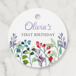 Wildblomsterfärgad Blommigt 1:a födelsedag Gåvor Etiketter