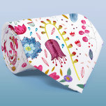 Wildblomsterfärgad botanisk Blommigt Slips<br><div class="desc">En modern vattenfärgsmålning av blommor och löv i rikens höstfärgade färg som är spridd på vit bakgrund. Originalkonst av Nic Squirrell.</div>
