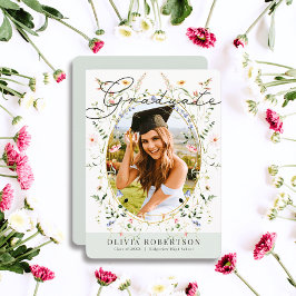 Wildblomsterfärgens Blommigt Photo Studenten Inbjudningar