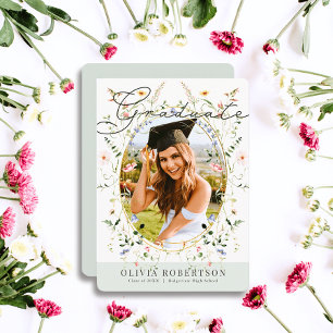 Wildblomsterfärgens Blommigt Photo Studenten Inbjudningar