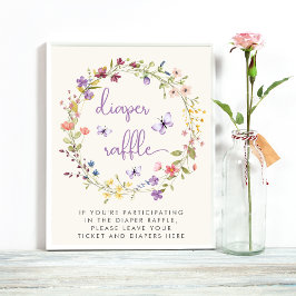 Wildblomsterfärgning Diaper Raffle Baby Shower Poster
