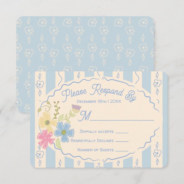 Wildblomsterförpackningens svar på OSA av Hand plo Inbjudningar (Fram/baksida)