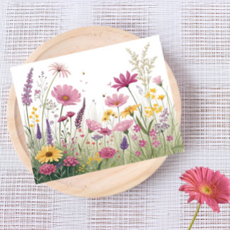 WildblomsterGarden Postcard - Rosa, Gult och Lila Vykort