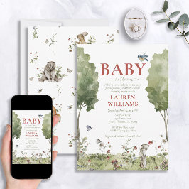 Wildblomsterjordgubbssommarstuga Baby i Bloom Show Inbjudningar