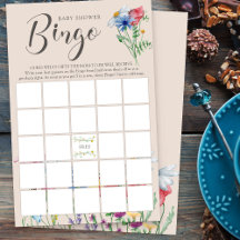 Wildblomsterkarm Baby Shower Bingo Game