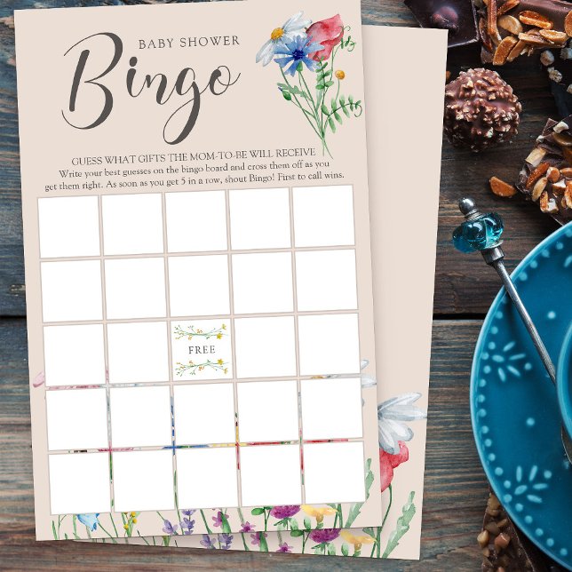 Wildblomsterkarm Baby Shower Bingo Game (Bingo Game for baby shower or bridal shower from my Wildflower Charm collection)