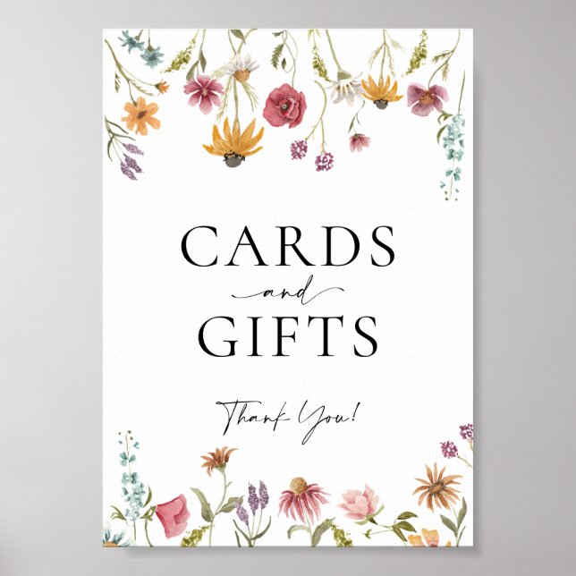 Wildblomsterkort och Bröllop-tecken Poster (Framsidan)