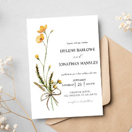 Wildblomsterkutym Modern Rustic Elegant bröllop Inbjudningar