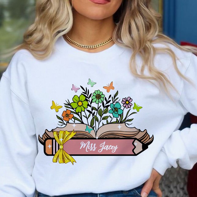 Wildblomsterlärare Namn, Personlig Lärare, gåva T Shirt (Wildflower Teacher Name, Custom Teacher, Personalized Teacher, Gift Teacher, Cute Teacher sweatshirt)