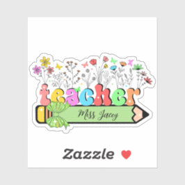 Wildblomsterläraren Namn Personlig, lärargåva Klistermärken