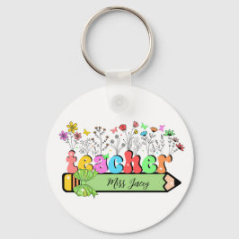Wildblomsterläraren Namn Personlig, lärargåva Nyckelring