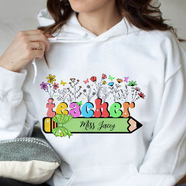 Wildblomsterläraren Namn Personlig, lärargåva T Shirt