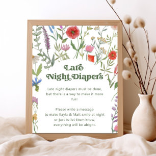 Wildblomsterlate Late Night Diaper Baby Shower Pos Poster