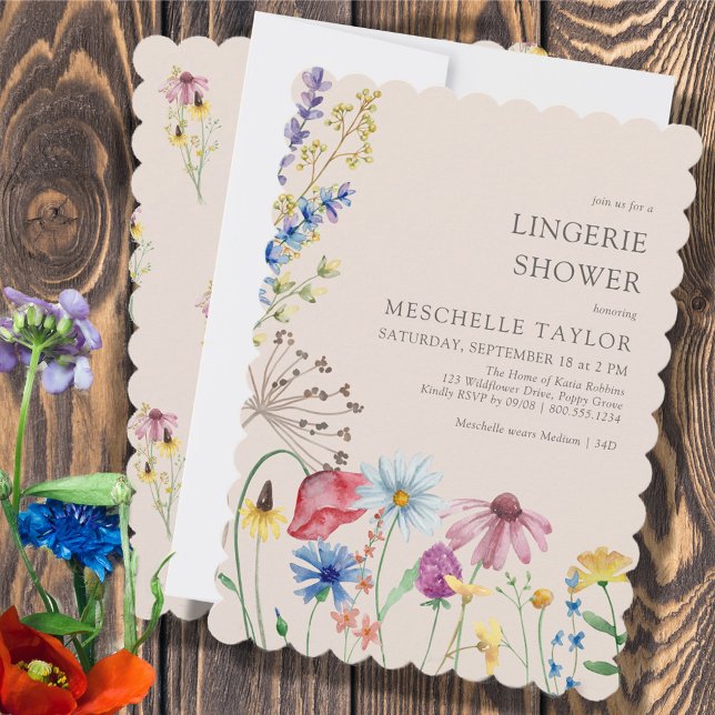 Wildblomsterlingerie Shower Rustic Botanical Inbjudningar (Skapare uppladdad)