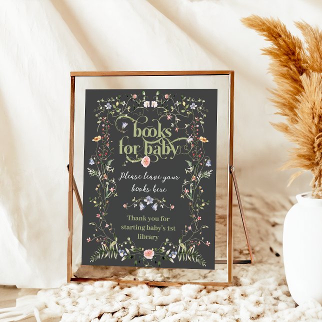 Wildblomstermodern Blommigt Baby Shower Bok Poster (Skapare uppladdad)