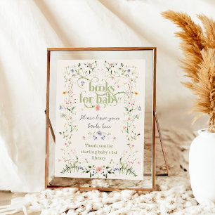 Wildblomstermodern Blommigt Baby Shower Bok Poster