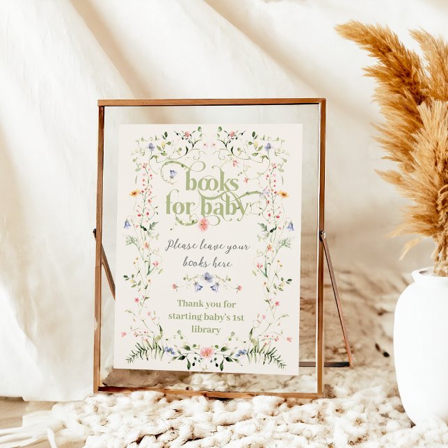 Wildblomstermodern Blommigt Baby Shower Bok Poster (Skapare uppladdad)