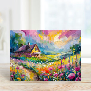 Wildblomsterodling Liggande Modern Abstrakt Art Kort