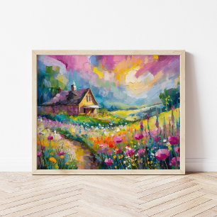 Wildblomsterodling Liggande Modern Abstrakt Art Poster