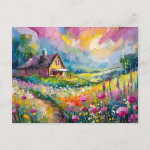 Wildblomsterodling Liggande Modern Abstrakt Art Vykort