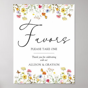 Wildblomsterskylt Boho Wedding Favor Bord-tecken Poster
