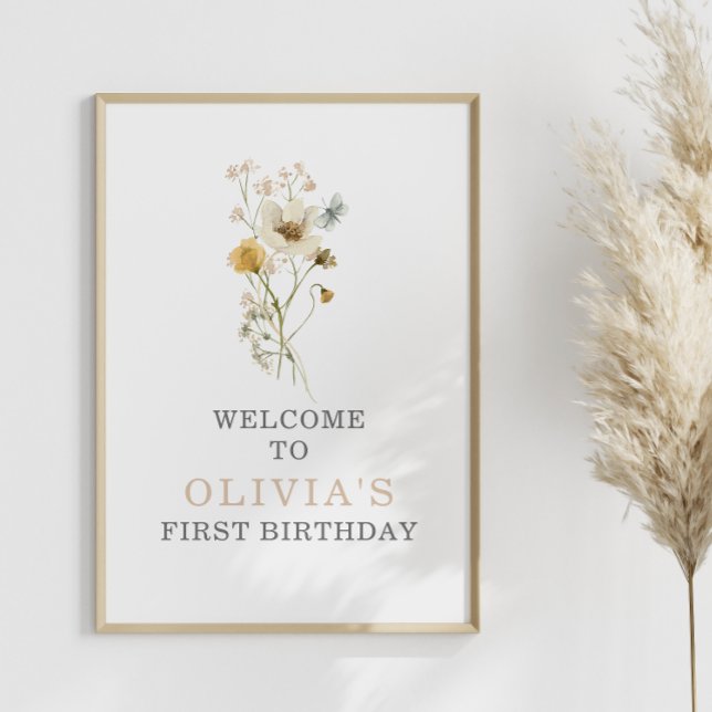 Wildblomsterträdgårdens blommigt första födelsedag poster (Skapare uppladdad)